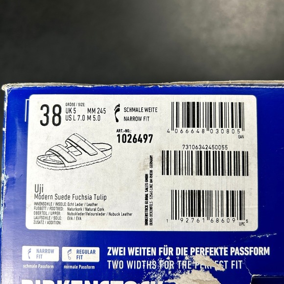 Birkenstock Uji Nubuck-Suede Leather Womens Sandals Size 7 Fuchsia Tulip NEW - Picture 7 of 7